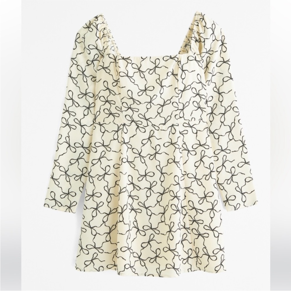 Abercrombie & Fitch Cream and Black Bow Pattern Dress